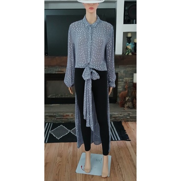 Venus Womens Sz 12 Long Flowing Crop Top Sheer Peasant Beachy Boho Asian Indian - Picture 4 of 12